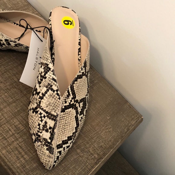 Halston snake print vegan leather pointed flats - Picture 2 of 10
